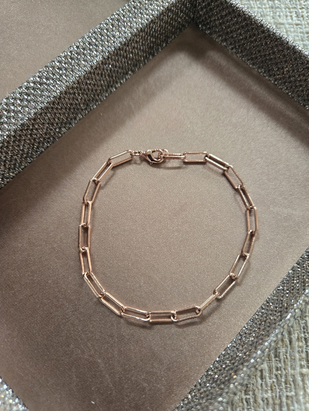 Rose Gold Paperclip Link Bracelet - Picture 3 of 6